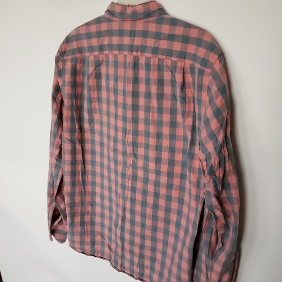 J. Crew Plaid Button-Down Shirt Men's Medium Coral Blue/Green Slim Long Sleeve - Picture 9 of 9